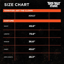 Load image into Gallery viewer, Trick Or Treat Studios Terrifier Art The Clown Costume for Adults, Standard Size, with Jumpsuit and Fingerless Gloves